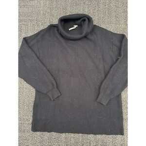 Free People Knit‎ Turtleneck Oversize Mock Sweater Black Chunky Heavy Baggy-L-